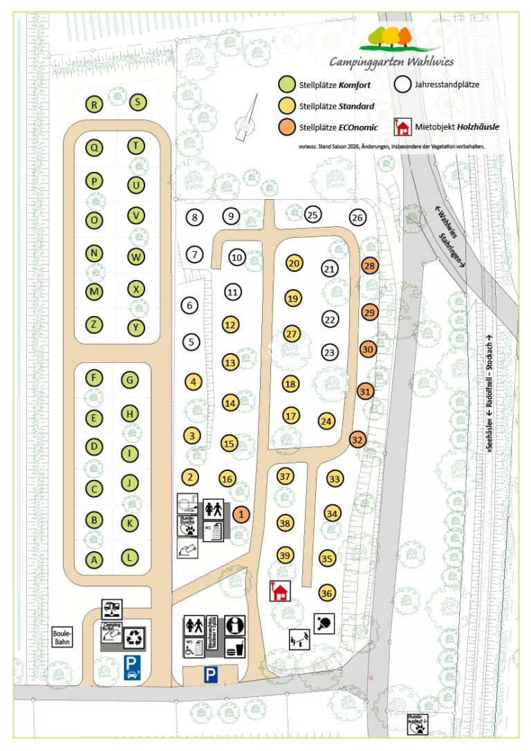 Platzplan Campinggarten Wahlwies